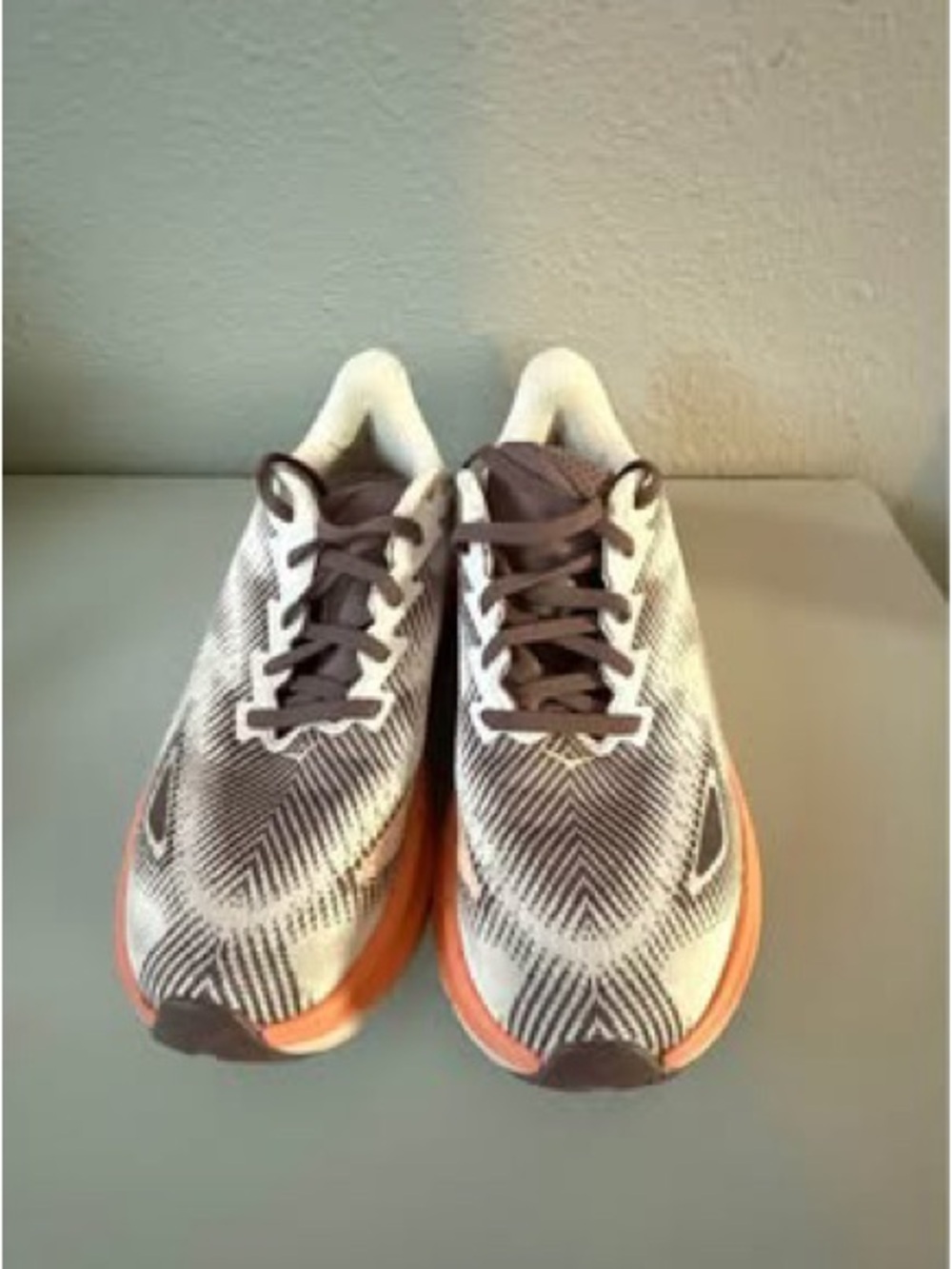 Hoka One One Clifton 9 Gtx Running Shoes in White, Brown & Coral - Picture 3 of 5